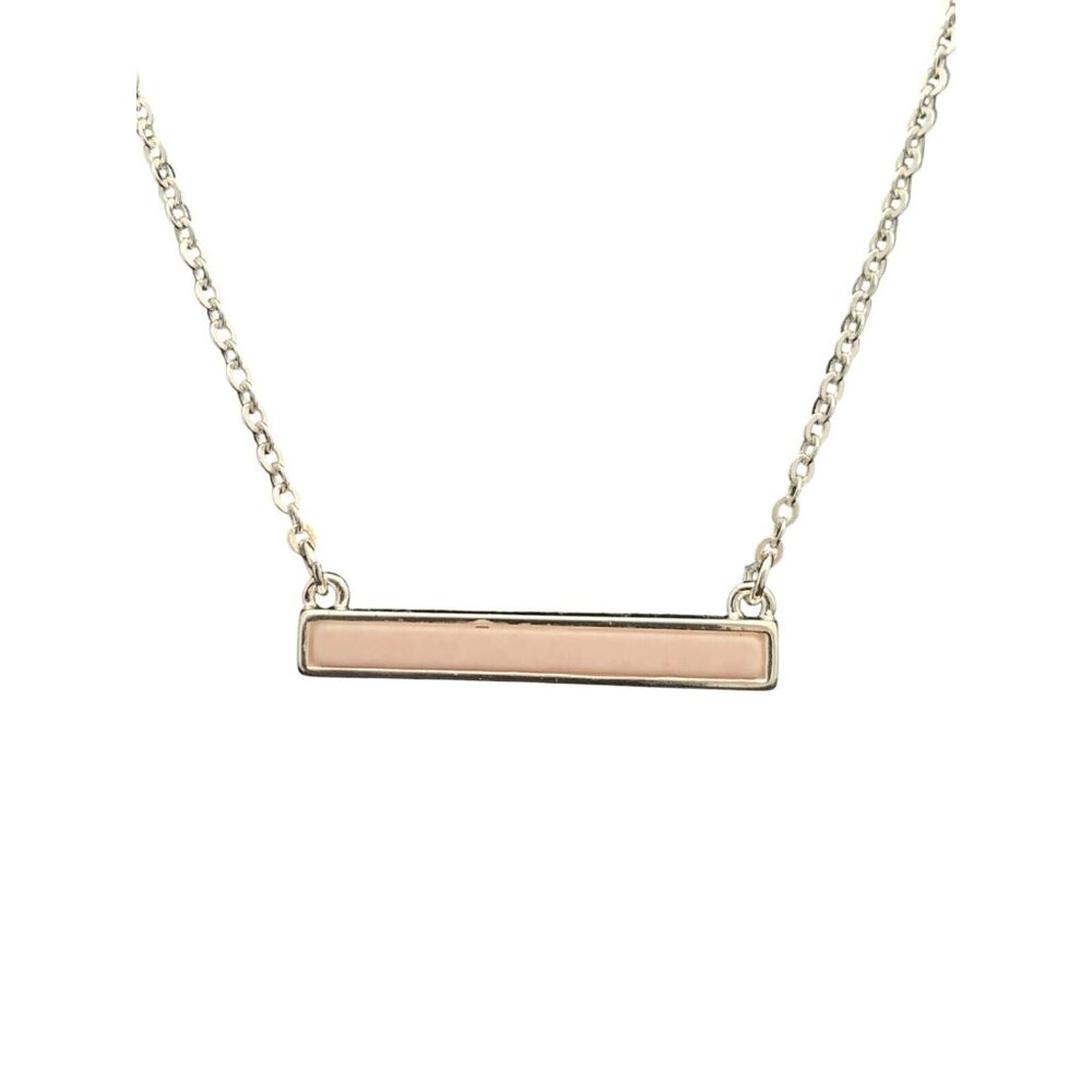 New Avon Silver Tone Pink Bar Necklace (1662) - Picture 2 of 6